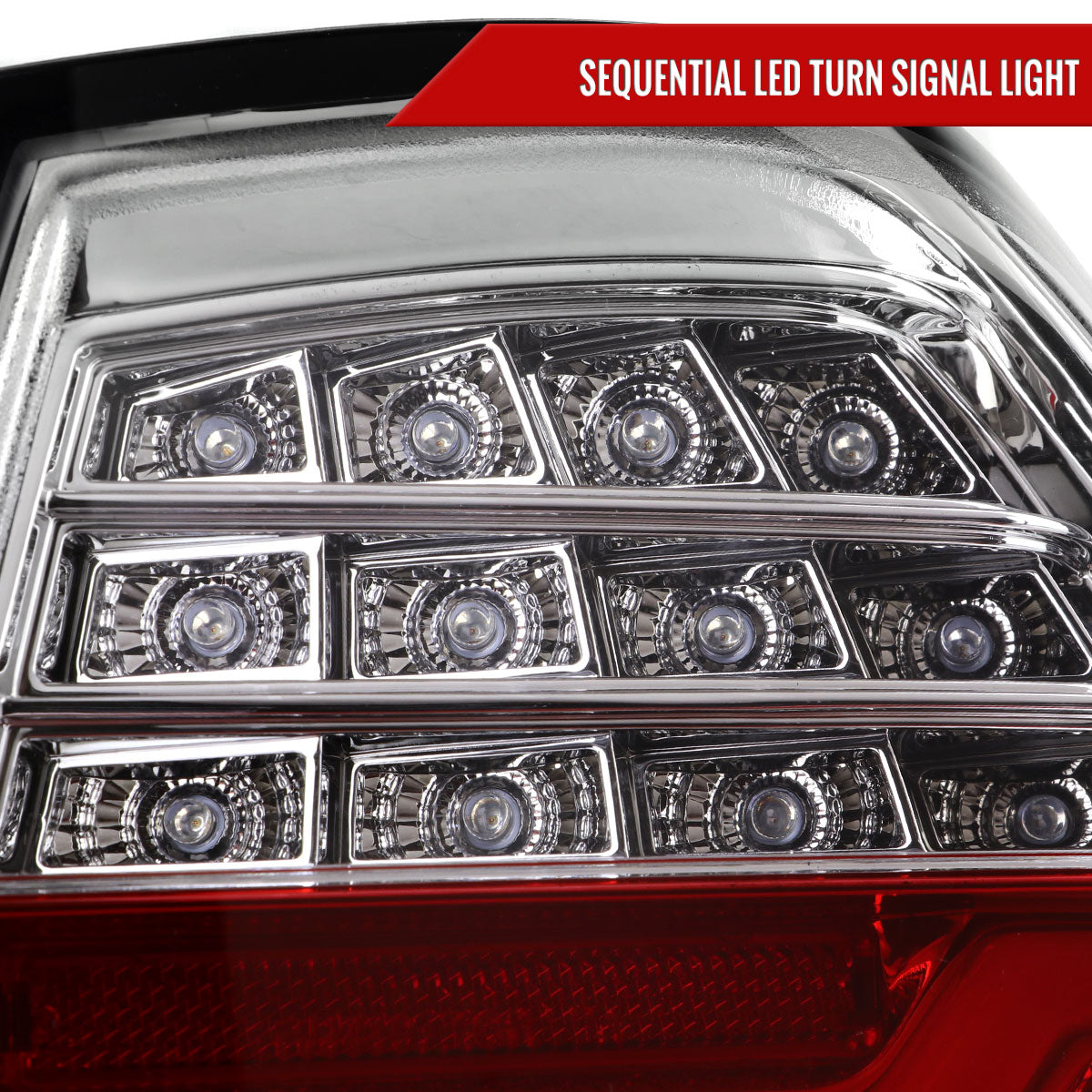 2009-2011 BMW E90 3-Series 4Dr Sedan Red LED Tail Light (Chrome Housing/Red Clear Lens)