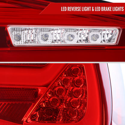 2009-2011 BMW E90 3-Series 4Dr Sedan Red LED Tail Light (Chrome Housing/Red Clear Lens)