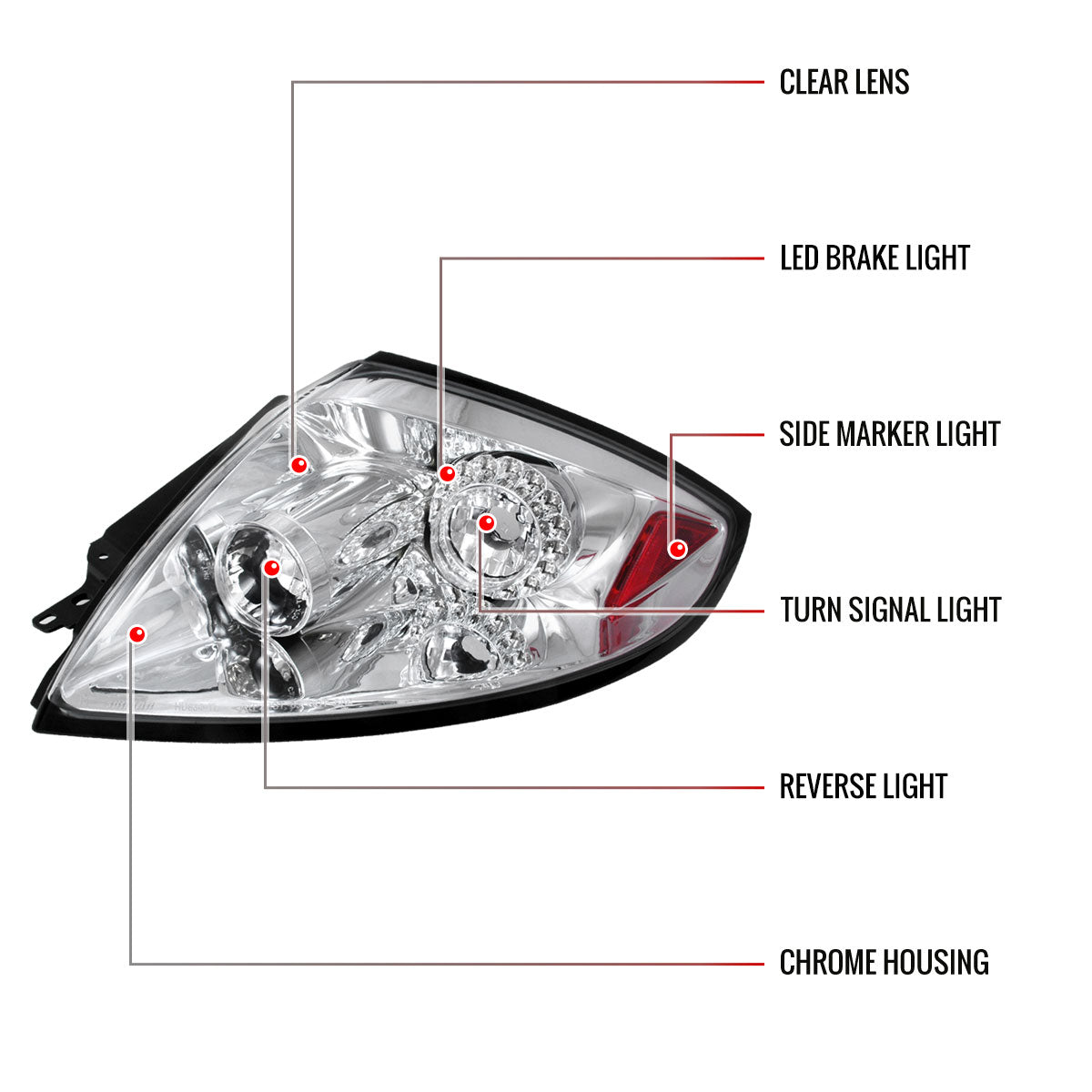 2006-2011 Mitsubishi Eclipse LED Tail Lights (Chrome Housing/Clear Lens)