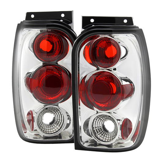 1998-2001 Ford Explorer Mercury Mountaineer Tail Lights (Chrome Housing/Clear Lens)