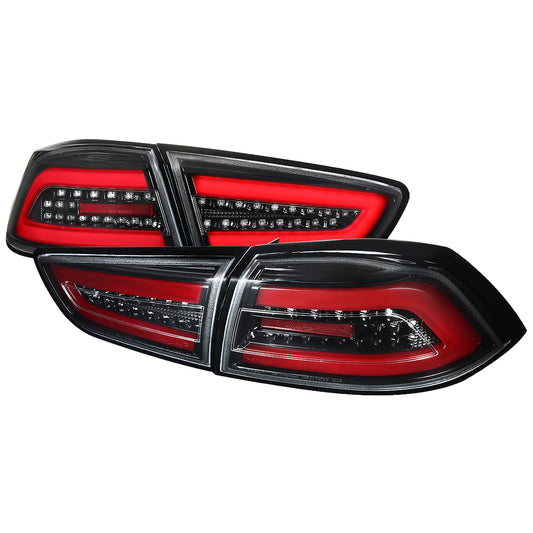2008-2017 Mitsubishi Lancer / 2008-2015 Lancer EVO X Sedan LED Tail Lights (Jet Black Housing/Clear Lens)
