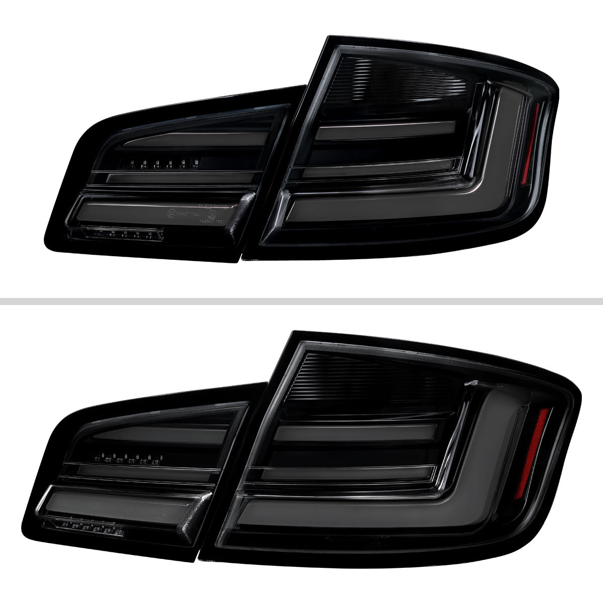 2011-2013 BMW 5 Series F10 Sedan Full LED Tail Lights with Sequential Turn Signal (Glossy Black Housing/Smoked Lens) - view 8
