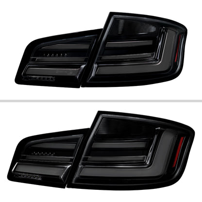 2011-2013 BMW 5 Series F10 Sedan Full LED Tail Lights with Sequential Turn Signal (Glossy Black Housing/Smoked Lens) - view 8
