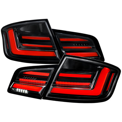 2011-2013 BMW F10 Sequential LED Tail Lights - Jet Black/Clear