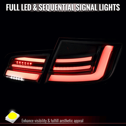 2011-2013 BMW 5 Series F10 Sedan Full LED Tail Lights with Sequential Turn Signal (Matte Black Housing/Clear Lens) - view 11