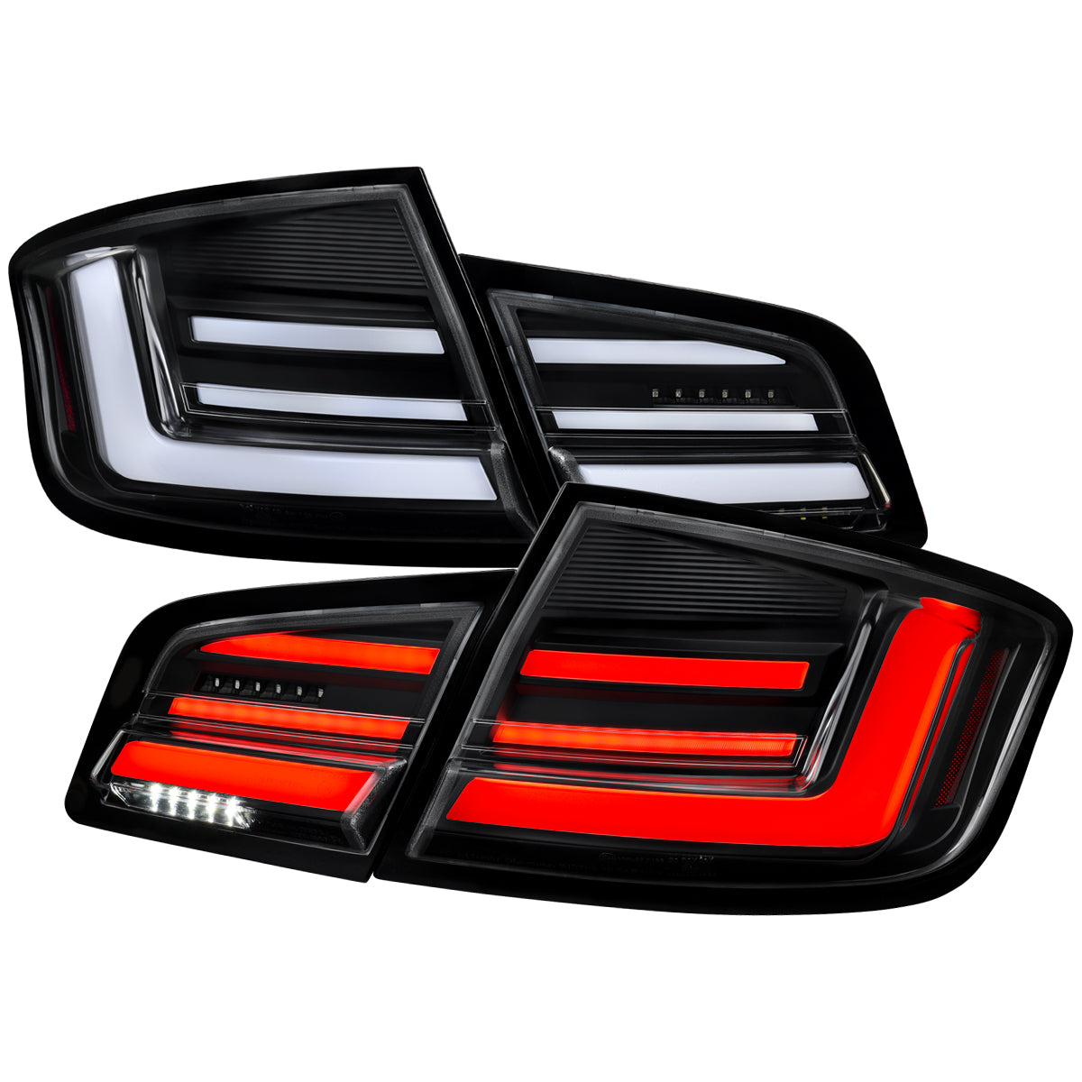 2011-2013 BMW 5 Series F10 Sedan Full LED Tail Lights with Sequential Turn Signal (Matte Black Housing/Clear Lens)