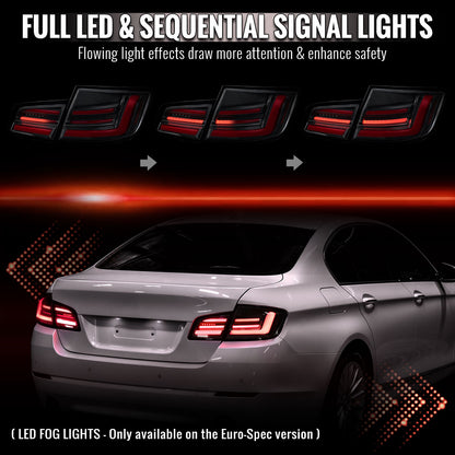 2011-2013 BMW F10 Sequential LED Tail Lights - Black/Smoked - view 2