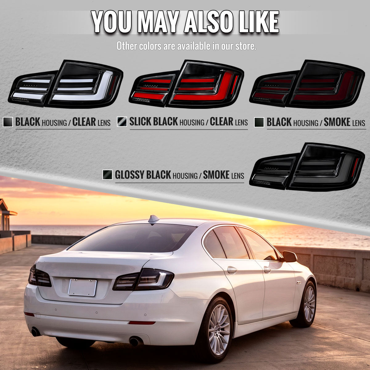 2011-2013 BMW F10 Sequential LED Tail Lights - Black/Smoked - view 6