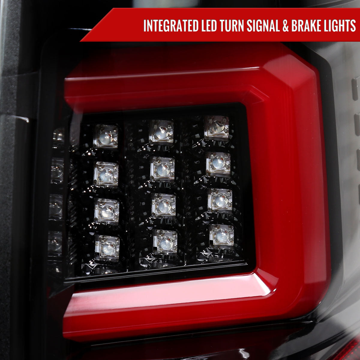 2009-2014 Ford F-150 Red C-Bar LED Tail Lights (Jet Black Housing/Clear Lens)