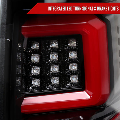 2009-2014 Ford F-150 Red C-Bar LED Tail Lights (Jet Black Housing/Clear Lens)