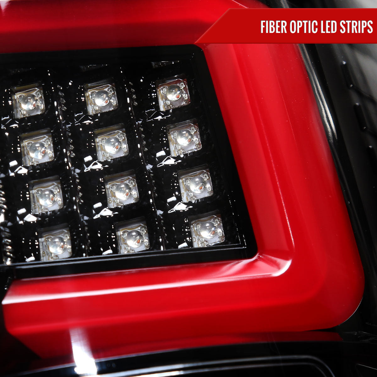 2009-2014 Ford F-150 Red C-Bar LED Tail Lights (Jet Black Housing/Clear Lens)