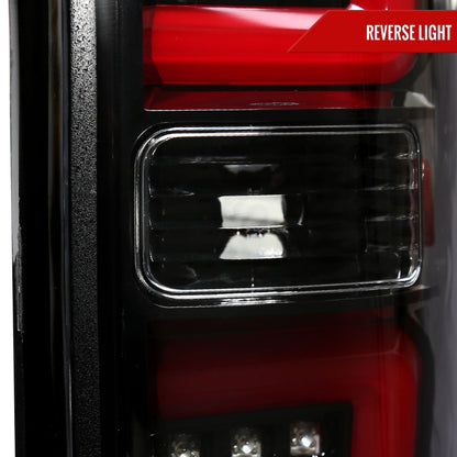 2009-2014 Ford F-150 Red C-Bar LED Tail Lights (Jet Black Housing/Clear Lens)