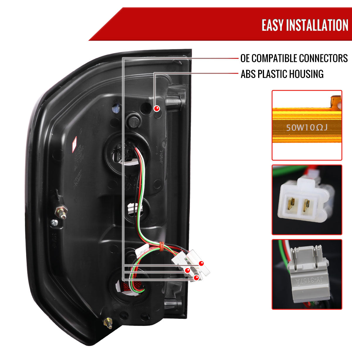 2009-2014 Ford F-150 Red C-Bar LED Tail Lights (Jet Black Housing/Clear Lens)