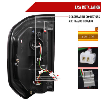 2009-2014 Ford F-150 Red C-Bar LED Tail Lights (Jet Black Housing/Clear Lens)