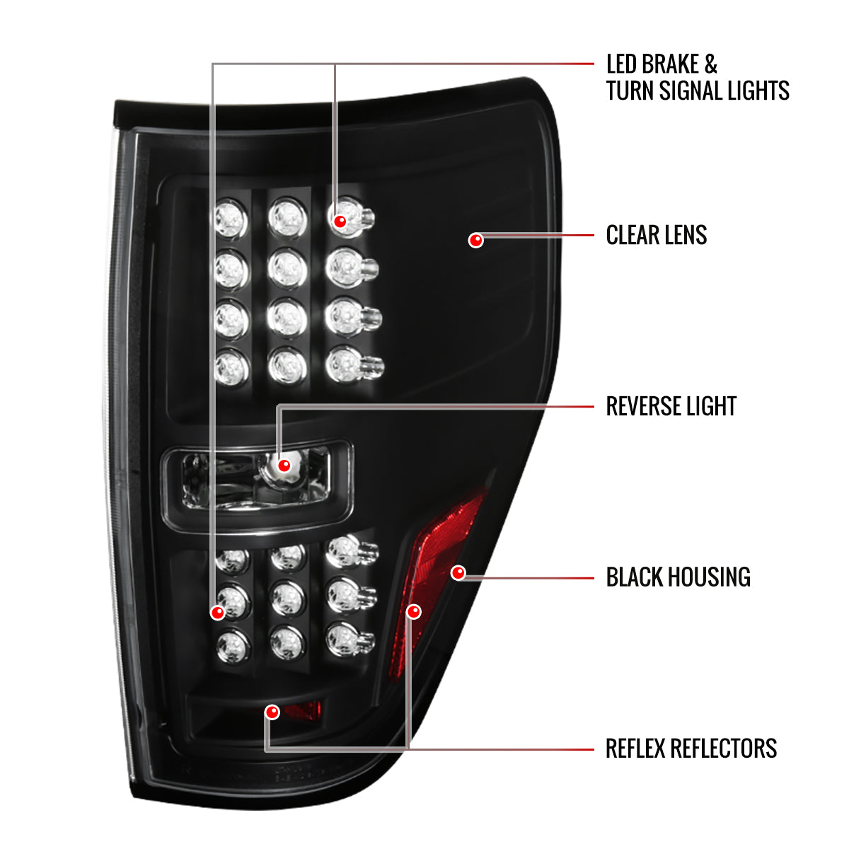 2009-2014 Ford F-150 LED Tail Lights (Matte Black Housing/Clear Lens)