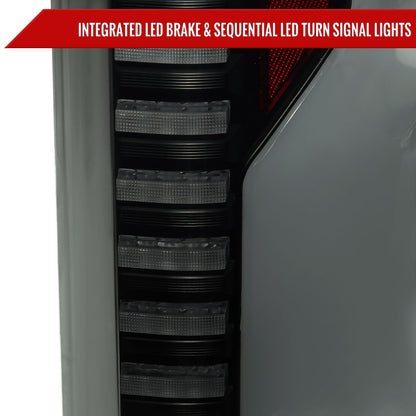 2015-2017 Ford F-150 Sequential Turn Signal Animated White LED Bar Tail Lights (Black Housing/Smoked Lens)