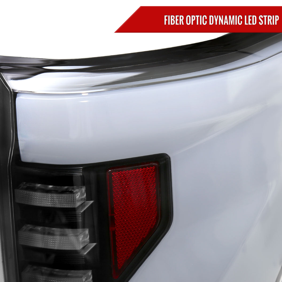 2015-2017 Ford F-150 Sequential Turn Signal Animated White LED Bar Tail Lights (Matte Black Housing/Clear Lens)