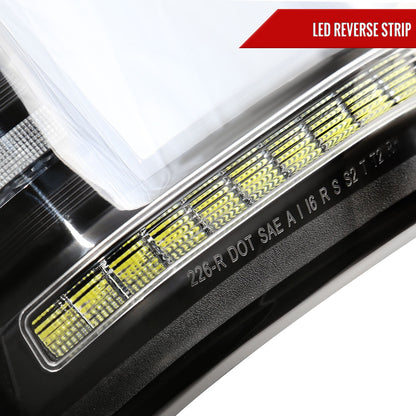 2015-2017 Ford F-150 Sequential Turn Signal Animated White LED Bar Tail Lights (Matte Black Housing/Clear Lens)