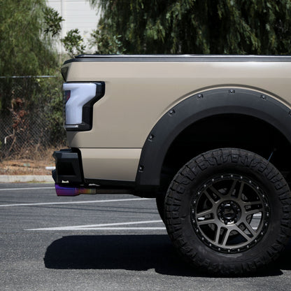 2015-2017 Ford F-150 Sequential Turn Signal Animated White LED Bar Tail Lights (Matte Black Housing/Clear Lens)