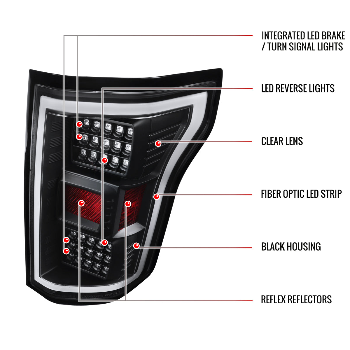2015-2017 Ford F-150 V2 LED Tail Lights (Matte Black Housing/Clear Lens)