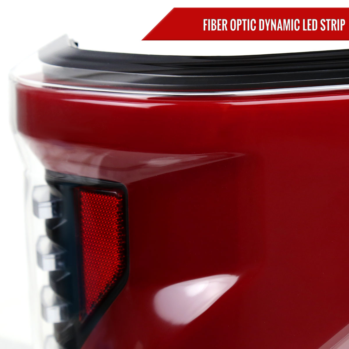 2015-2017 Ford F-150 Sequential Turn Signal Animated Red LED Bar Tail Lights (Matte Black Housing/Clear Lens)