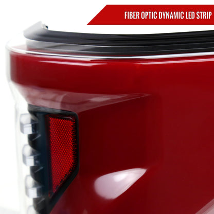 2015-2017 Ford F-150 Sequential Turn Signal Animated Red LED Bar Tail Lights (Matte Black Housing/Clear Lens)