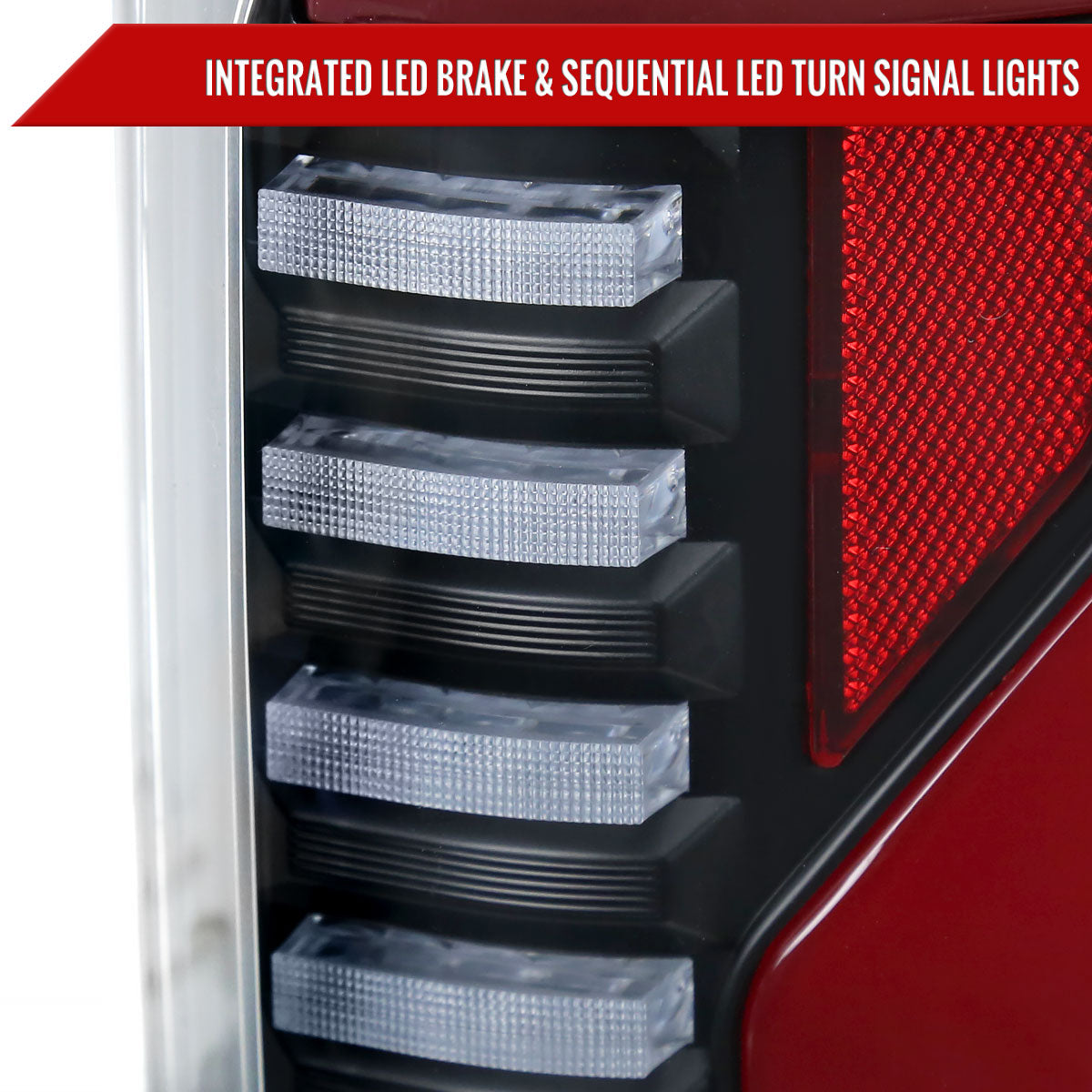 2015-2017 Ford F-150 Sequential Turn Signal Animated Red LED Bar Tail Lights (Matte Black Housing/Clear Lens)