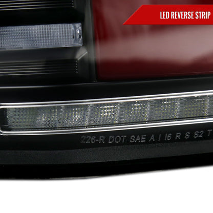 2015-2017 Ford F-150 Sequential Turn Signal Animated Red LED Bar Tail Lights (Matte Black Housing/Clear Lens)