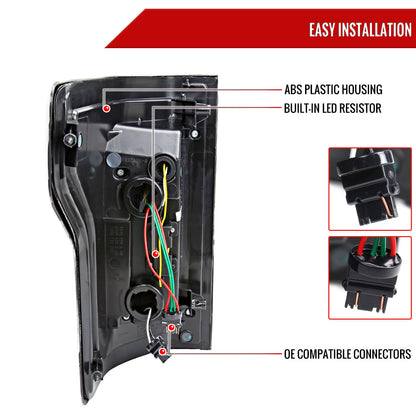 2015-2017 Ford F-150 Sequential Turn Signal Animated Red LED Bar Tail Lights (Matte Black Housing/Clear Lens)