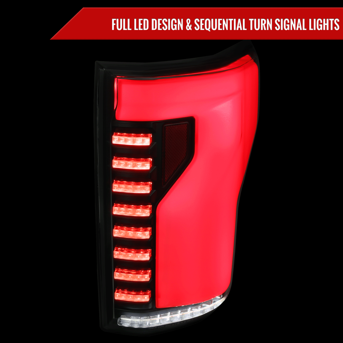 2015-2017 Ford F-150 Sequential Turn Signal Animated Red LED Bar Tail Lights (Black Housing/Smoked Lens)