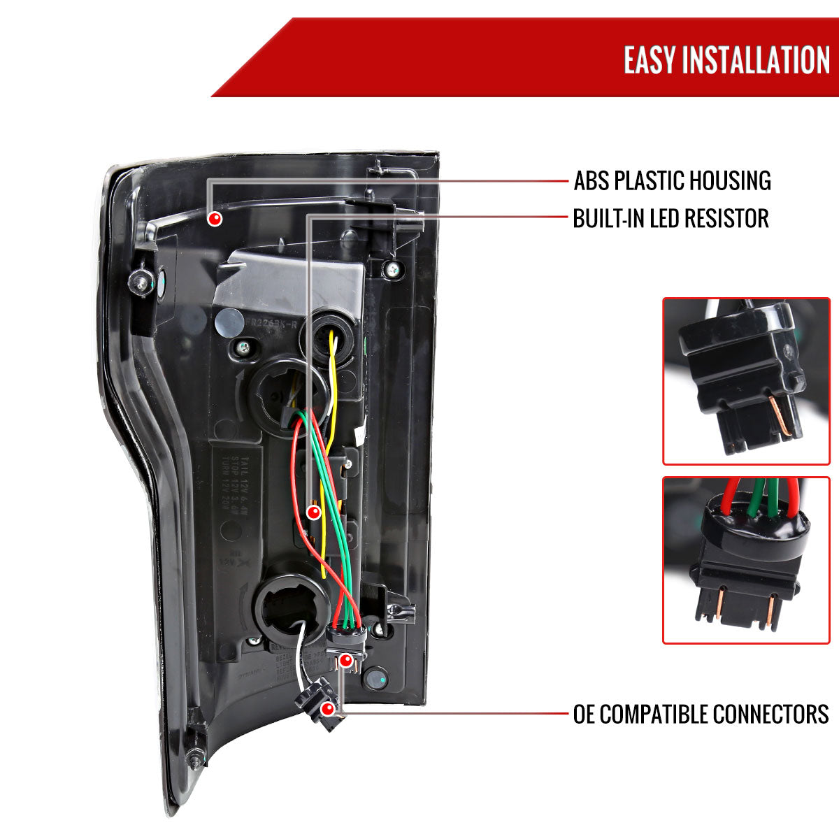2015-2017 Ford F-150 Sequential Turn Signal Animated Red LED Bar Tail Lights (Black Housing/Smoked Lens)