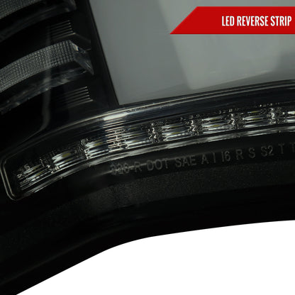 2018-2020 Ford F-150 Sequential Turn Signal Animated White LED Bar Tail Lights (Black Housing/Smoked Lens)