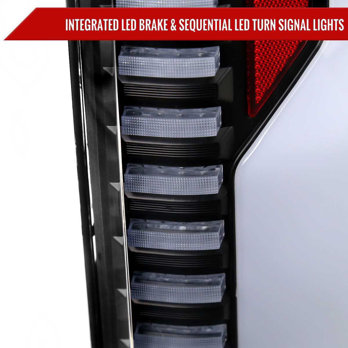 2018-2020 Ford F-150 Sequential Turn Signal Animated White LED Bar Tail Lights (Matte Black Housing/Clear Lens)