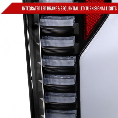 2018-2020 Ford F-150 Sequential Turn Signal Animated White LED Bar Tail Lights (Matte Black Housing/Clear Lens)