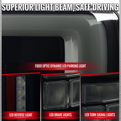 2021??2023 Ford F-150 LED Tail Lights w/ Switchback Sequential Turn Signals (Glossy Black Housing / Smoked Lens)