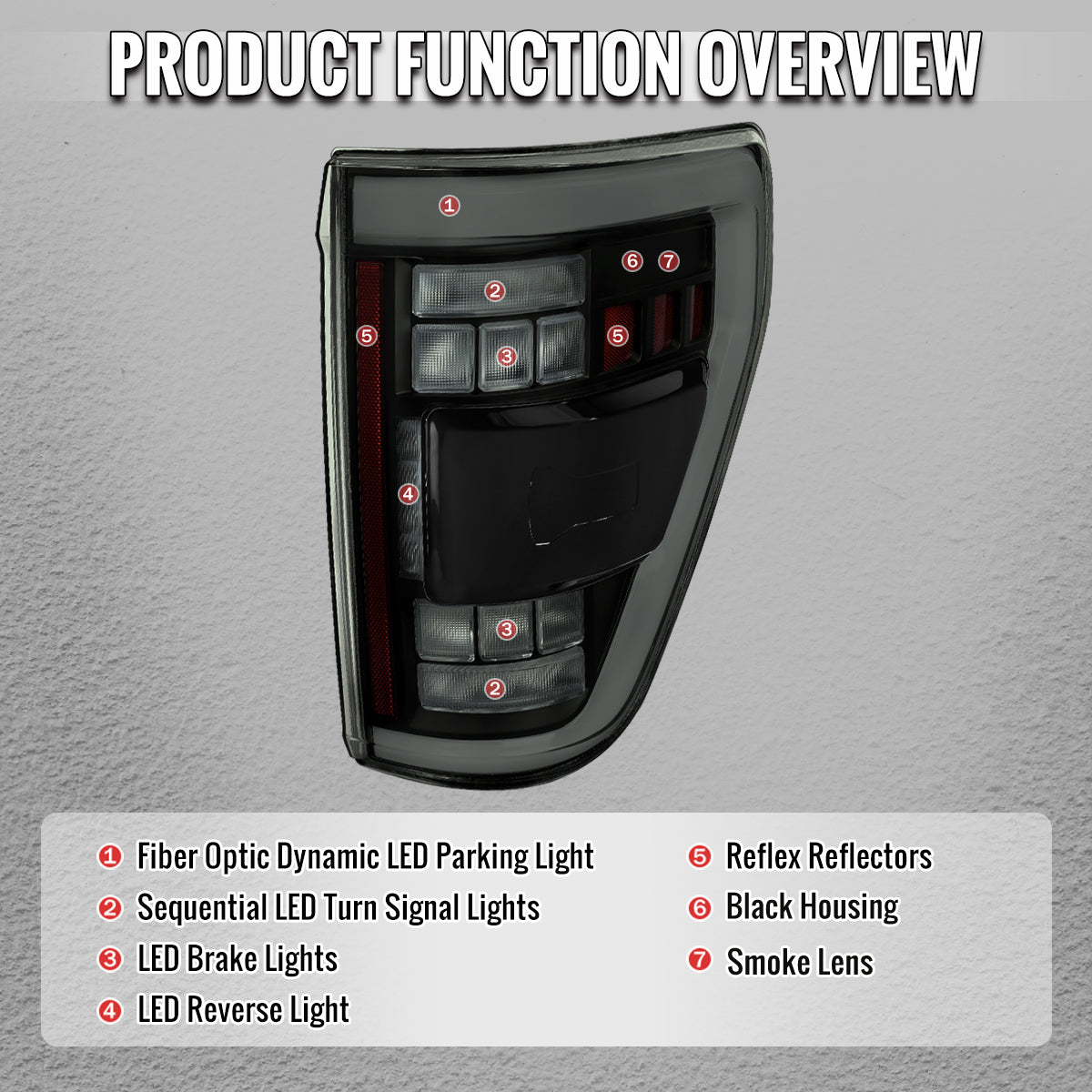 2021??2023 Ford F-150 LED Tail Lights w/ Switchback Sequential Turn Signals (Glossy Black Housing / Smoked Lens)