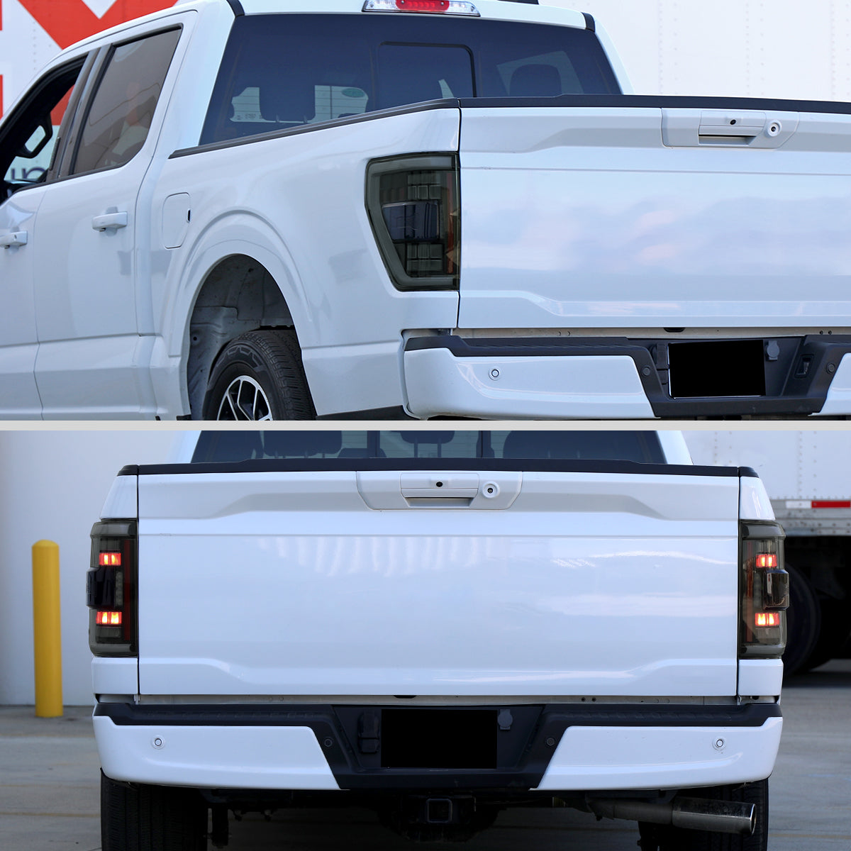 2021??2023 Ford F-150 LED Tail Lights w/ Switchback Sequential Turn Signals (Glossy Black Housing / Smoked Lens)