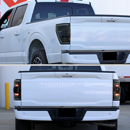2021??2023 Ford F-150 LED Tail Lights w/ Switchback Sequential Turn Signals (Glossy Black Housing / Smoked Lens)