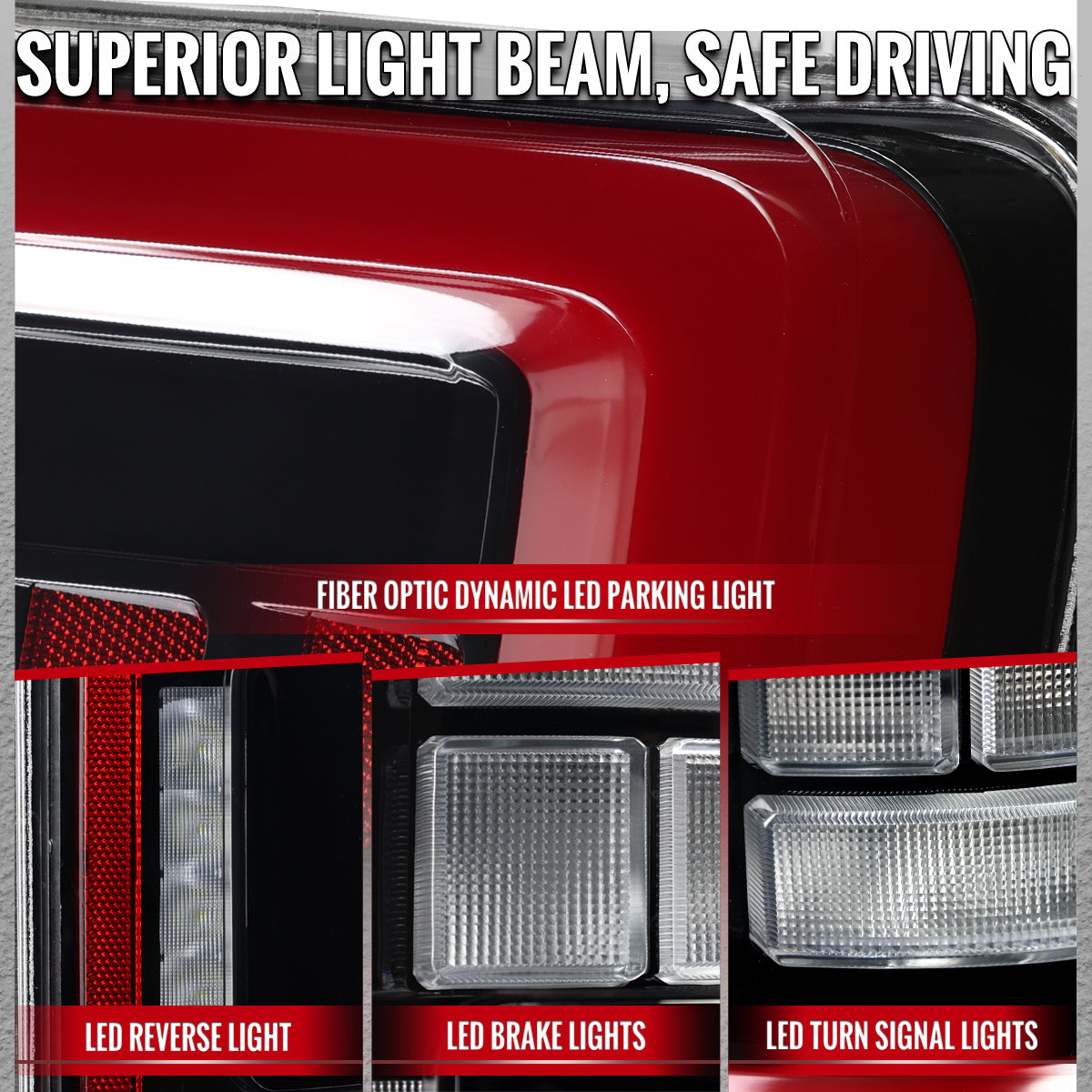 2021??2023 Ford F-150 LED Tail Lights w/ Switchback Sequential Turn Signals (Black Housing / Clear Lens)
