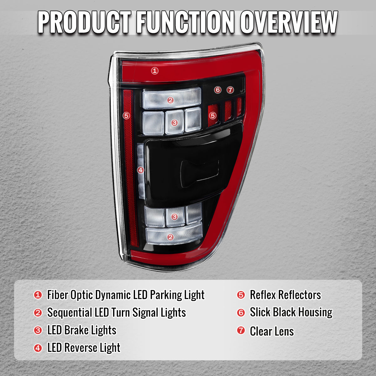2021??2023 Ford F-150 LED Tail Lights w/ Switchback Sequential Turn Signals (Black Housing / Clear Lens)