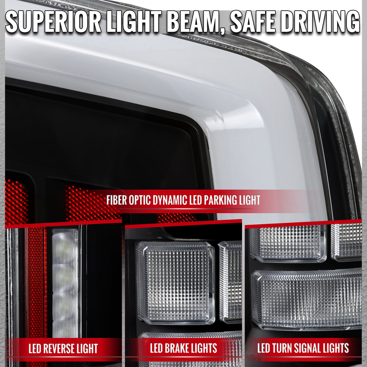 2021??2023 Ford F-150 LED Tail Lights w/ Switchback Sequential Turn Signals (Matte Black Housing / Clear Lens)