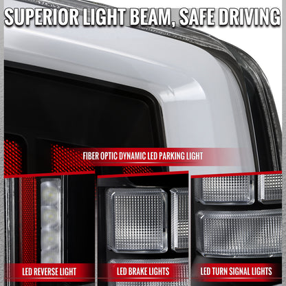 2021??2023 Ford F-150 LED Tail Lights w/ Switchback Sequential Turn Signals (Matte Black Housing / Clear Lens)