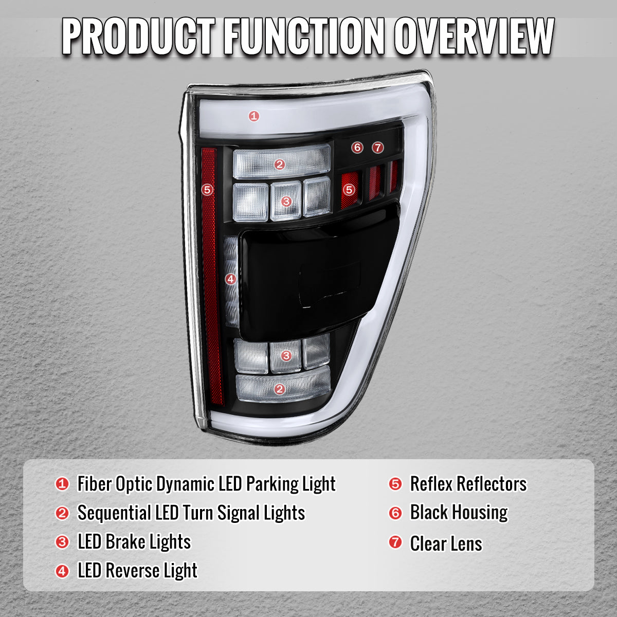 2021??2023 Ford F-150 LED Tail Lights w/ Switchback Sequential Turn Signals (Matte Black Housing / Clear Lens)