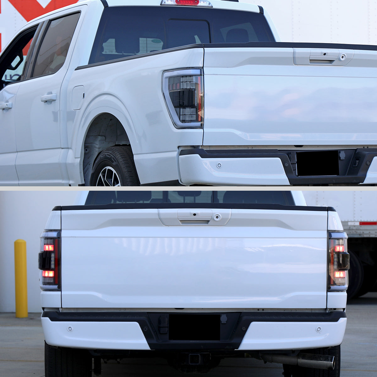 2021??2023 Ford F-150 LED Tail Lights w/ Switchback Sequential Turn Signals (Matte Black Housing / Clear Lens)