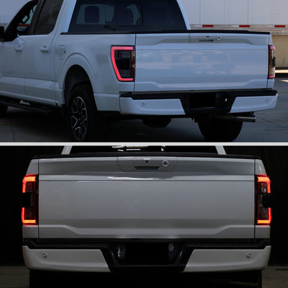 2021??2023 Ford F-150 LED Tail Lights w/ Switchback Sequential Turn Signals (Matte Black Housing / Clear Lens)