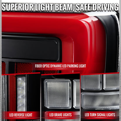 2021??2023 Ford F-150 Red LED Tail Lights w/ Switchback Sequential Turn Signals (Matte Black Housing / Clear Lens)