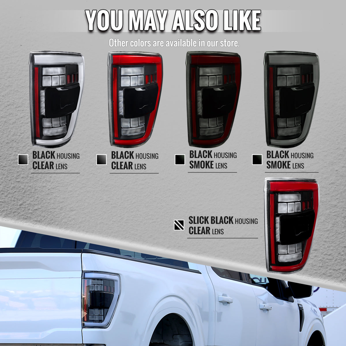 2021??2023 Ford F-150 LED Tail Lights w/ Switchback Sequential Turn Signals (Black Housing / Smoked Lens)