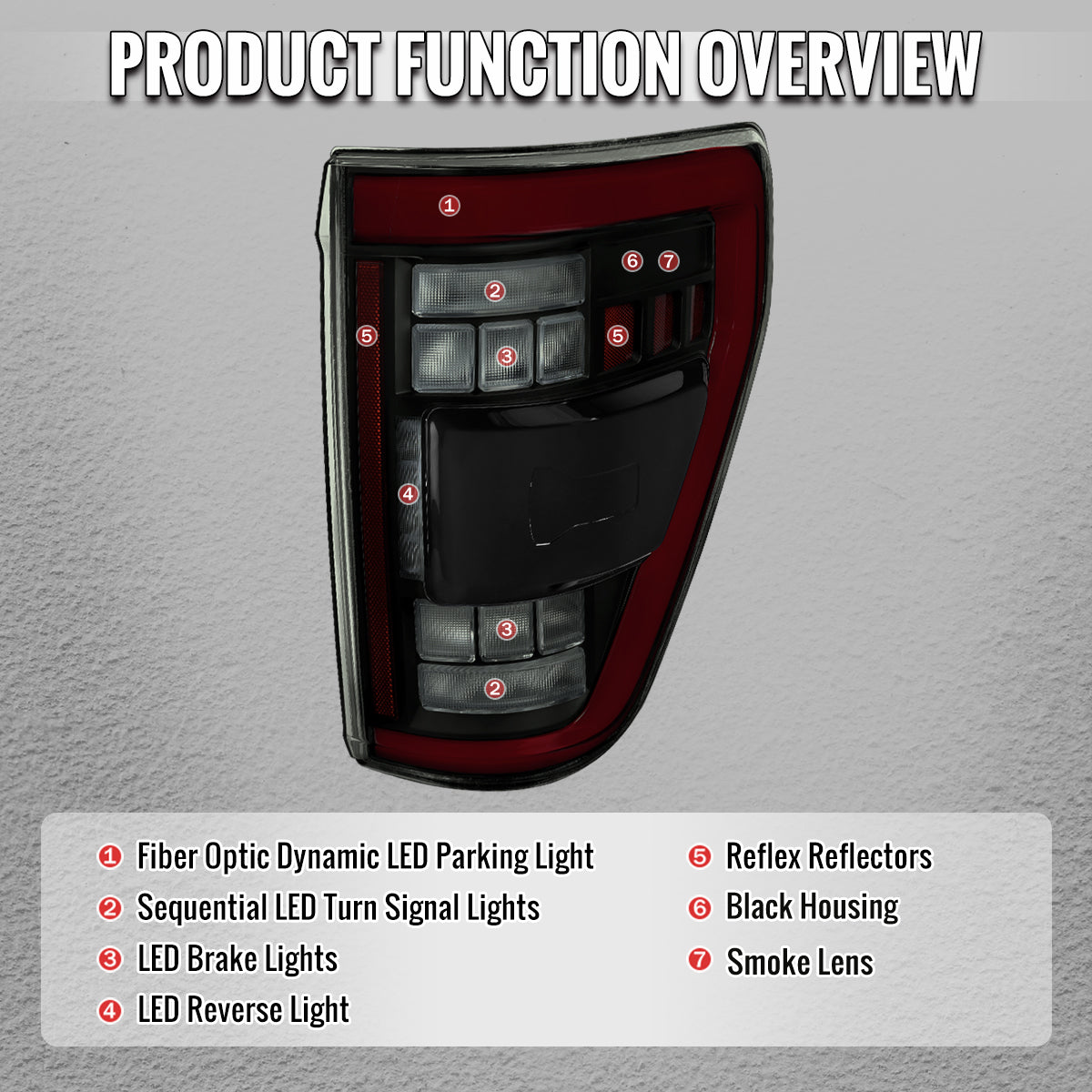 2021??2023 Ford F-150 LED Tail Lights w/ Switchback Sequential Turn Signals (Black Housing / Smoked Lens)