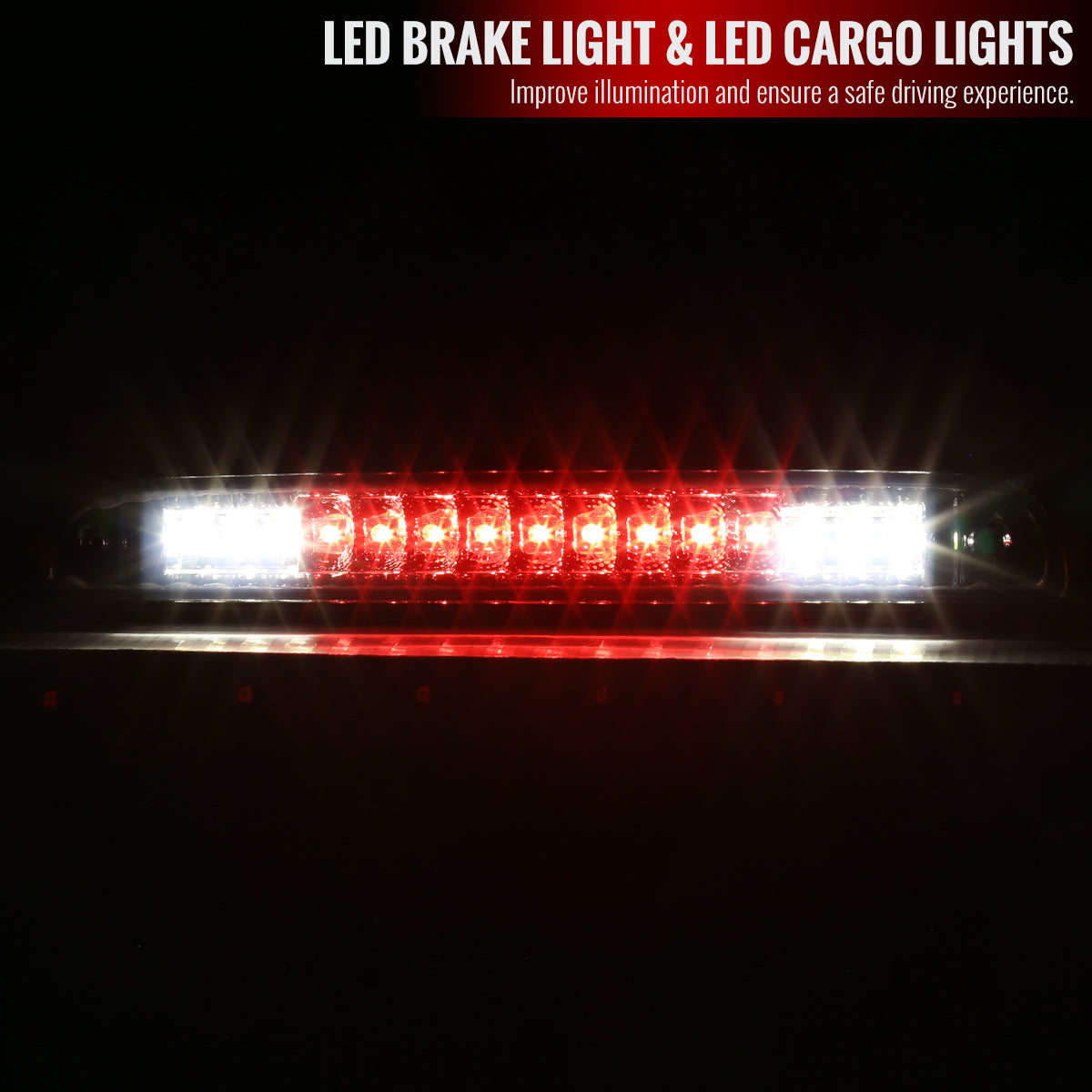 1992-1996 Ford F-150/F-250/F-350/Bronco LED 3rd Brake Light (Chrome Housing/Smoked Lens)