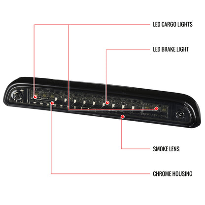 1992-1996 Ford F-150/F-250/F-350/Bronco LED 3rd Brake Light (Chrome Housing/Smoked Lens)